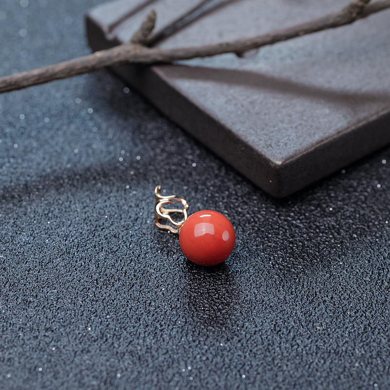 珊瑚圆珠吊坠-红掌柜