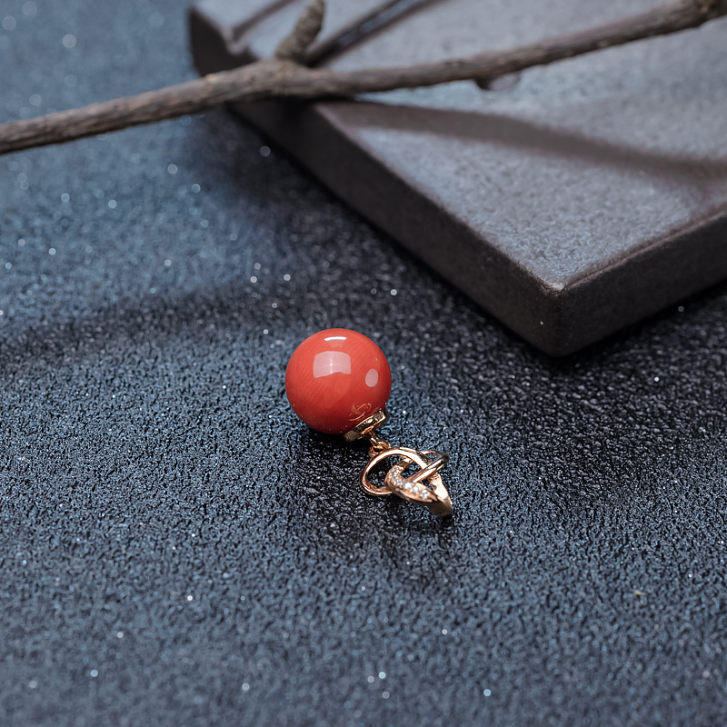 沙丁珊瑚圆珠挂坠-红掌柜