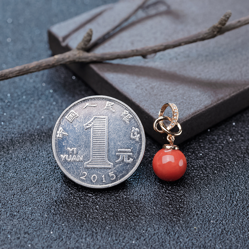 珊瑚圆珠吊坠-红掌柜