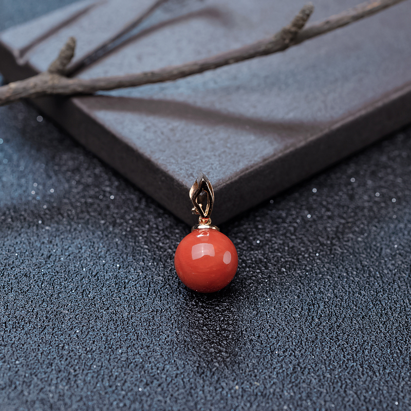 珊瑚圆珠吊坠-红掌柜