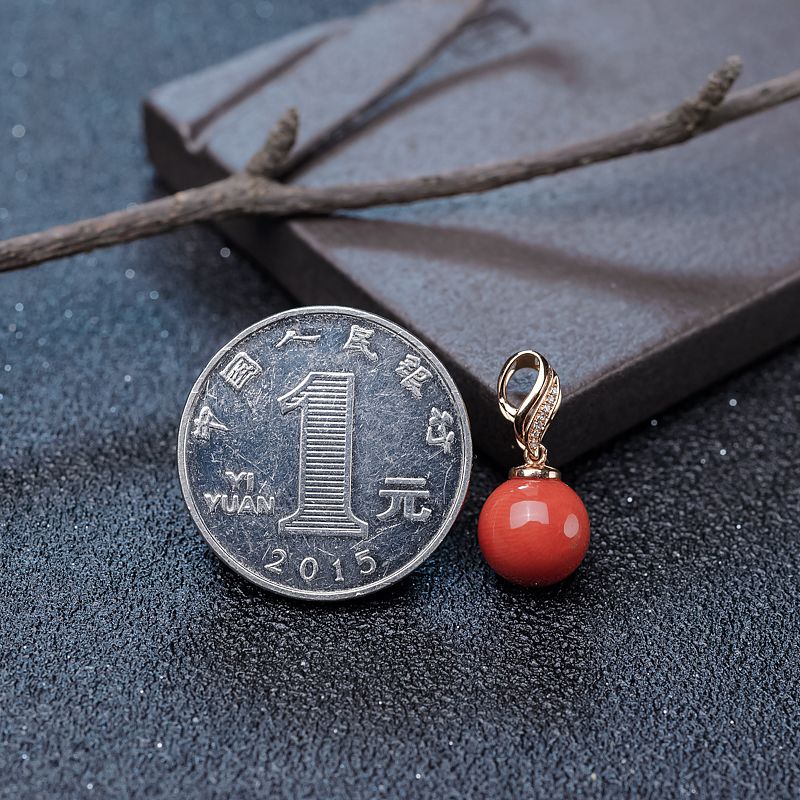 意大利珊瑚圆珠吊坠-红掌柜