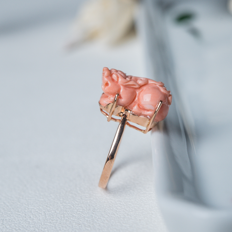 18K深水珊瑚貔貅戒指-红掌柜