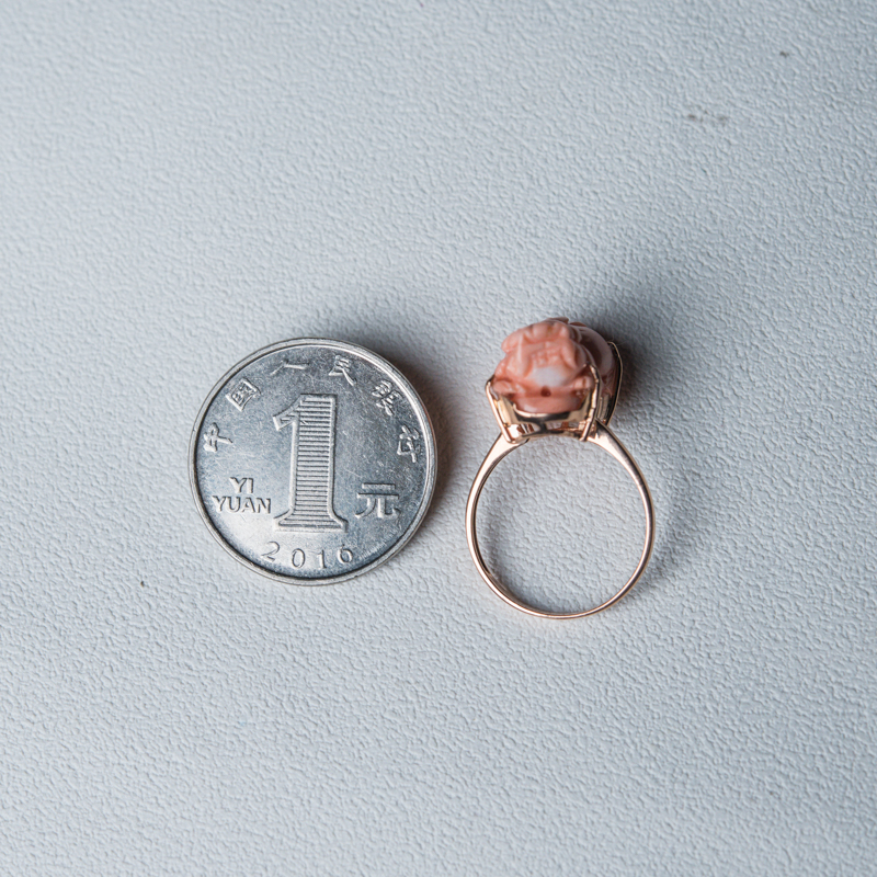 台湾珊瑚貔貅戒指-红掌柜