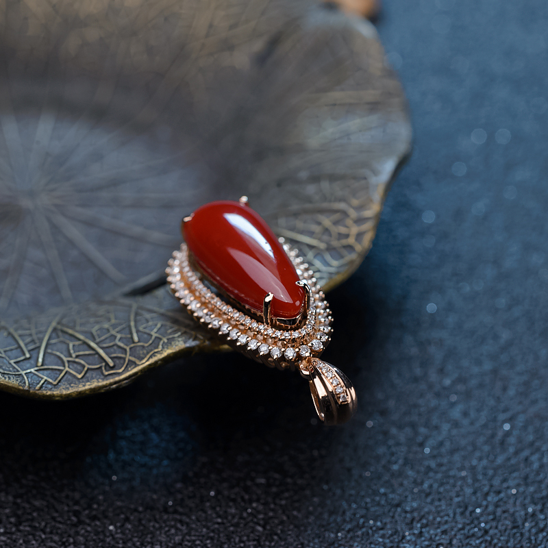 天然阿卡珊瑚吊坠-红掌柜