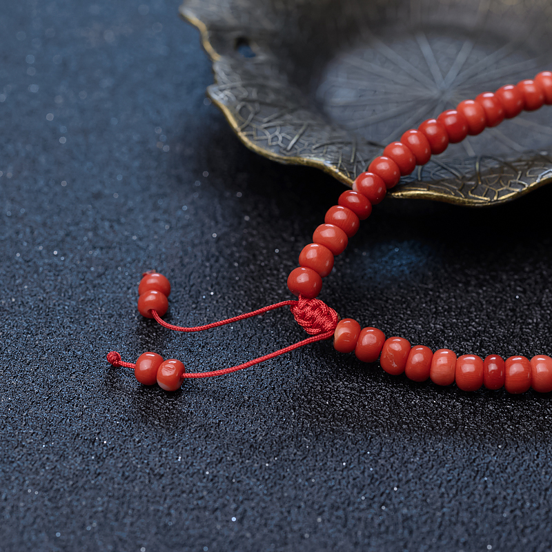 天然珊瑚算盘珠手链-红掌柜