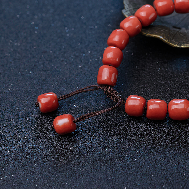 天然MOMO珊瑚桶珠手链-红掌柜