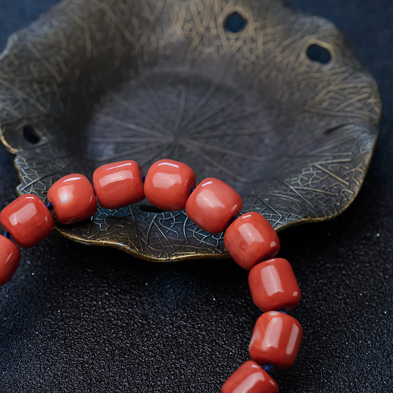 台湾MOMO珊瑚桶珠手链-红掌柜