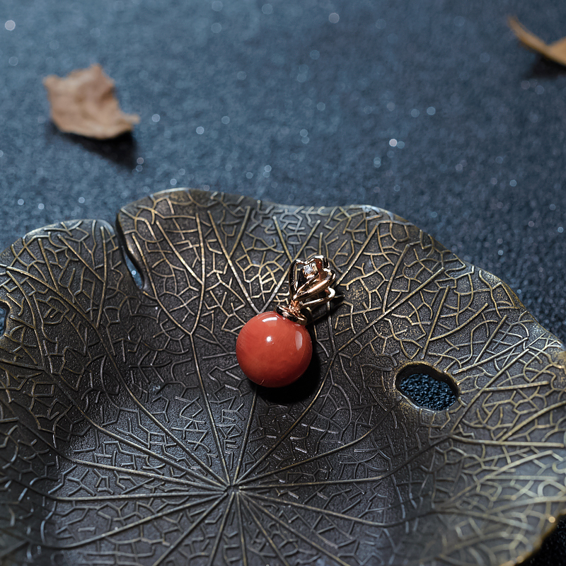 18K天然意大利沙丁珊瑚吊坠-红掌柜