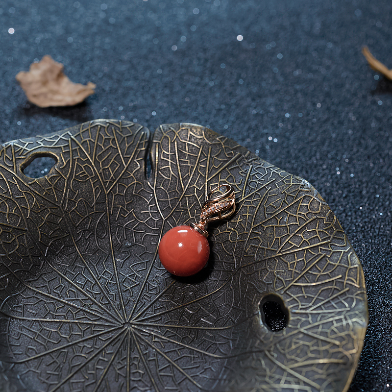 18K天然意大利沙丁珊瑚吊坠-红掌柜