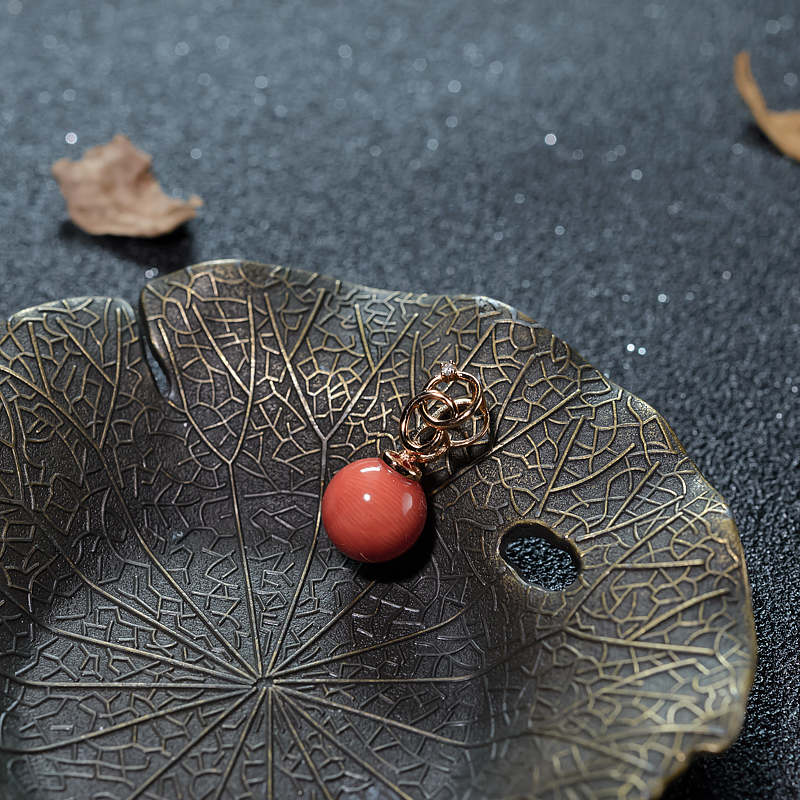 18K天然意大利沙丁珊瑚吊坠-红掌柜