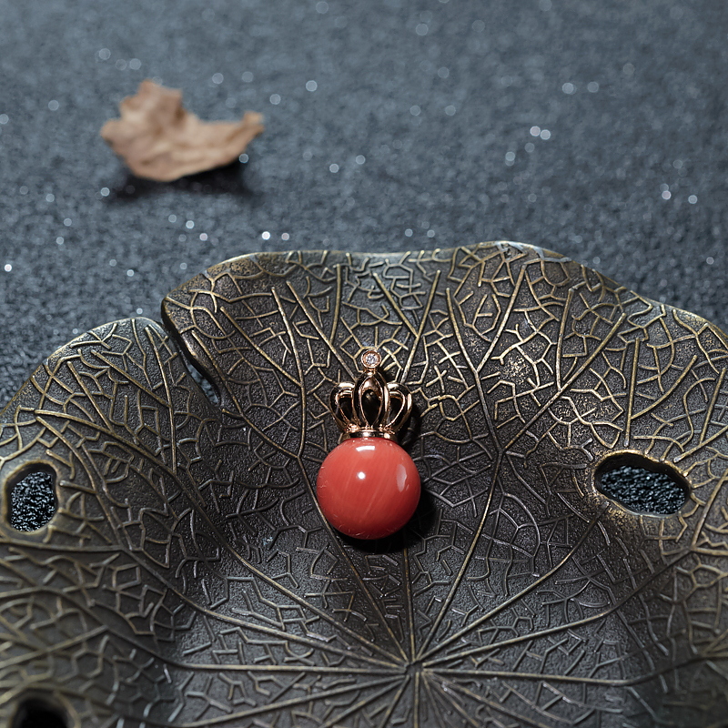 珊瑚圆珠吊坠-红掌柜