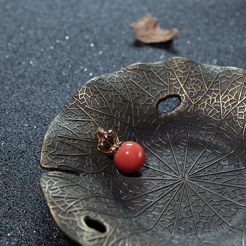 18K天然意大利沙丁珊瑚吊坠-红掌柜