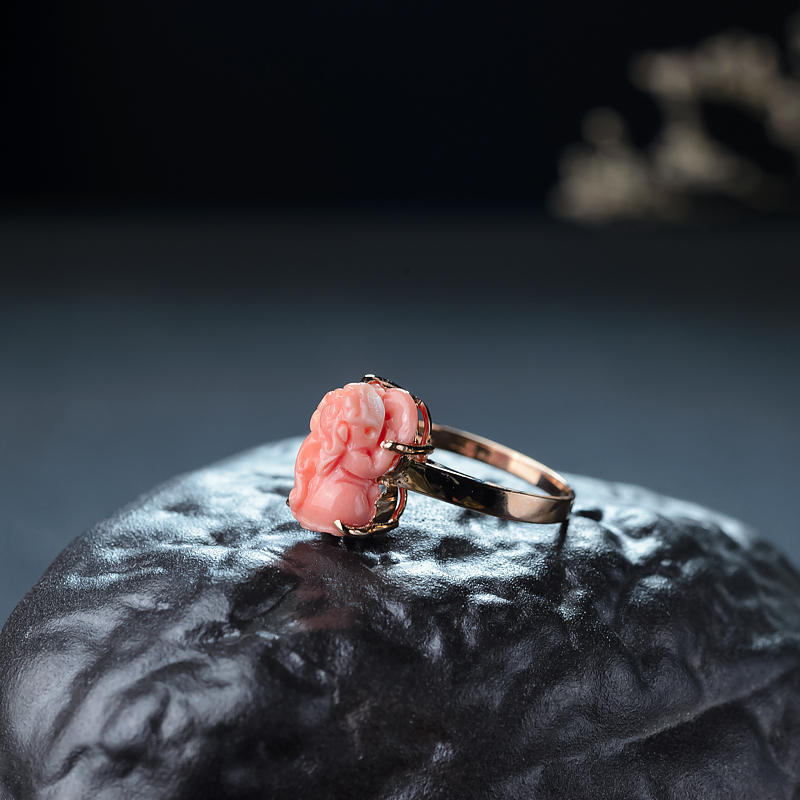 天然MOMO珊瑚貔貅戒指-红掌柜