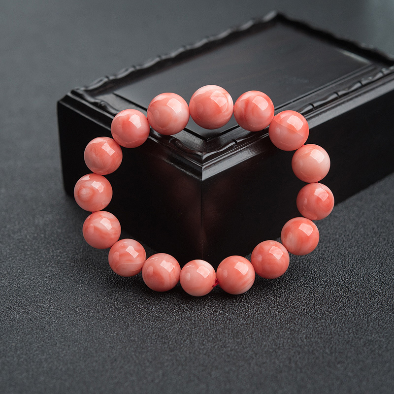 10mm深水粉色珊瑚单圈手串-红掌柜