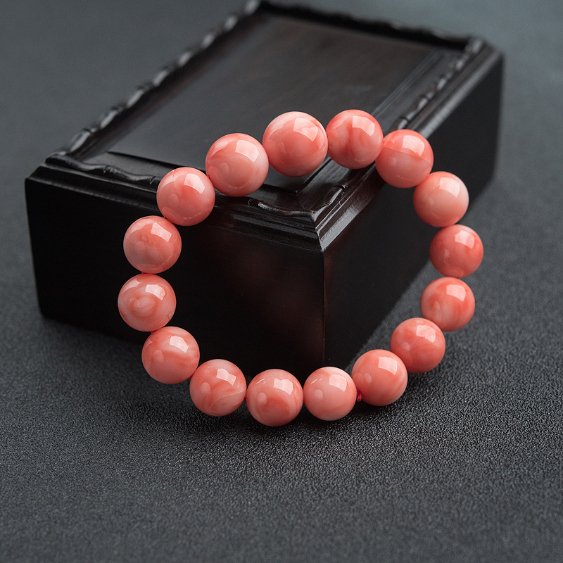 深水粉色珊瑚单圈手串-红掌柜