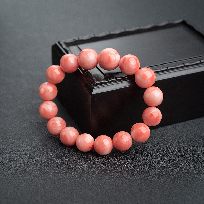 粉色珊瑚单圈手串-红掌柜