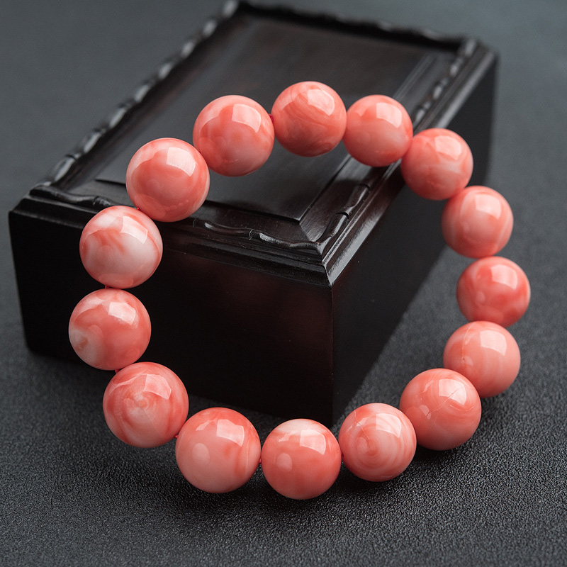 深水粉色珊瑚单圈手串-红掌柜