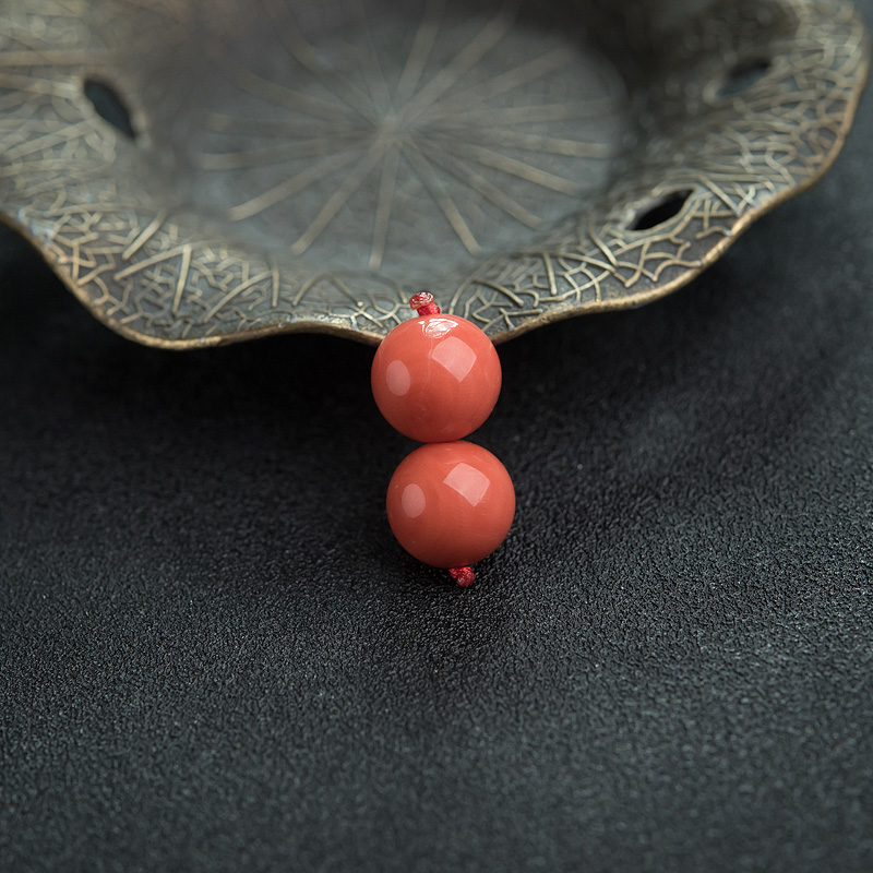 沙丁红珊瑚圆珠对珠-红掌柜