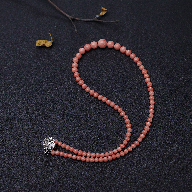 天然深水粉色珊瑚塔链-红掌柜