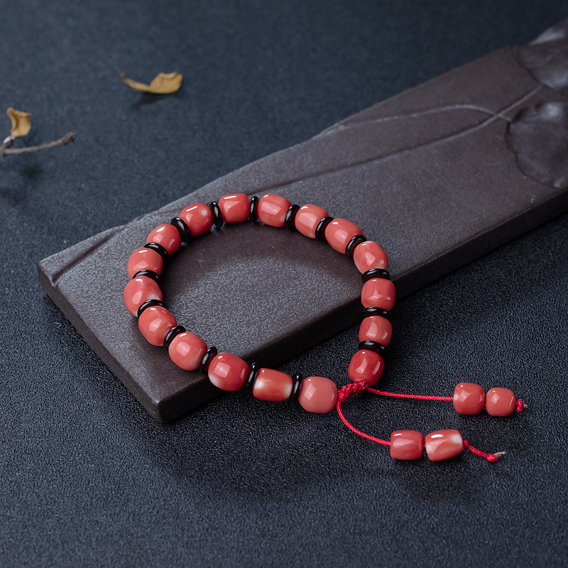 MOMO珊瑚苹果珠单圈手串-红掌柜