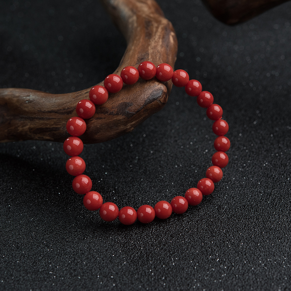 沙丁朱红珊瑚单圈手串-红掌柜