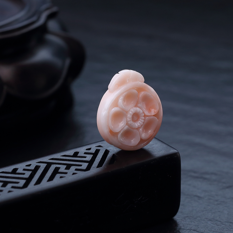 台湾深水粉色珊瑚花吊坠-红掌柜