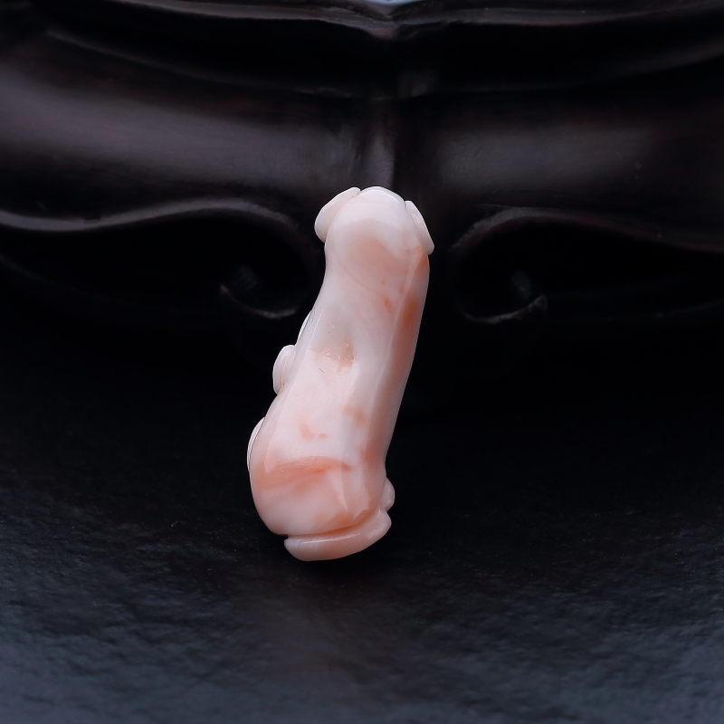 台湾天然粉色珊瑚如意吊坠-红掌柜