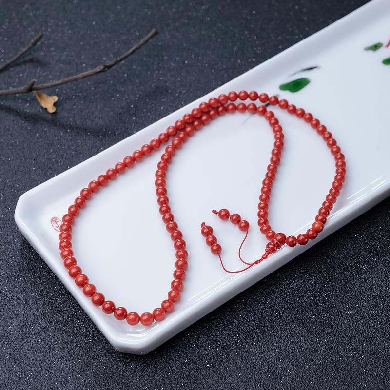 沙丁朱红珊瑚108佛珠-红掌柜