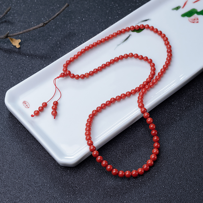 朱红珊瑚108佛珠-红掌柜