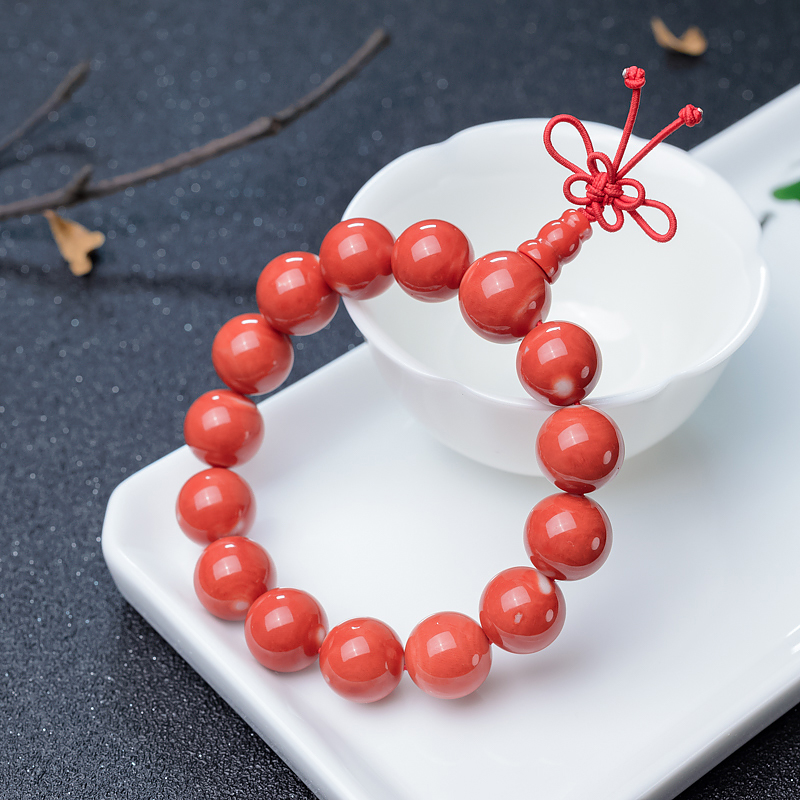 13mmMOMO橘色珊瑚单圈手串-红掌柜
