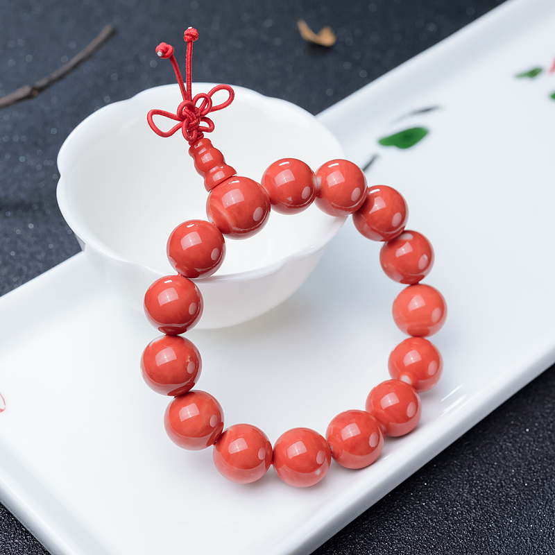MOMO橘色珊瑚单圈手串-红掌柜