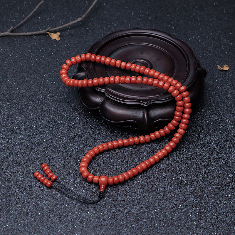 橘红珊瑚算盘珠长链-红掌柜