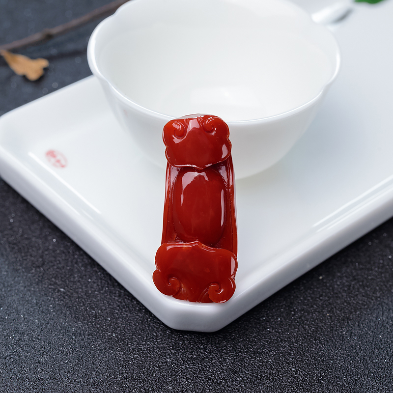 阿卡深红珊瑚如意吊坠-红掌柜