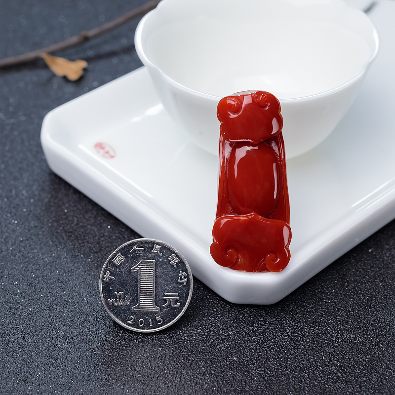 阿卡红珊瑚吊坠-红掌柜