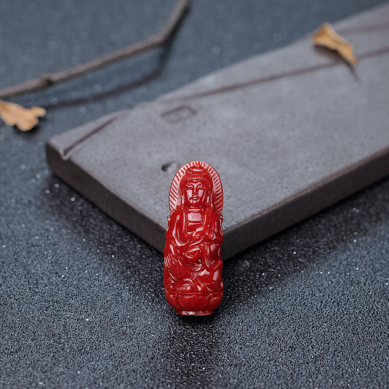 阿卡深红珊瑚观音吊坠-红掌柜