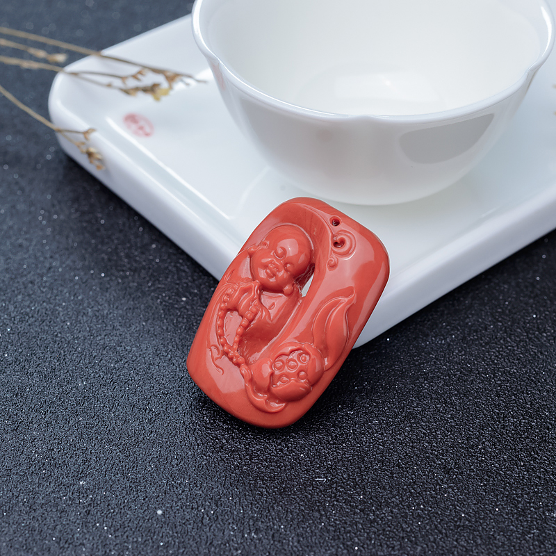 天然MOMO珊瑚佛吊坠-红掌柜