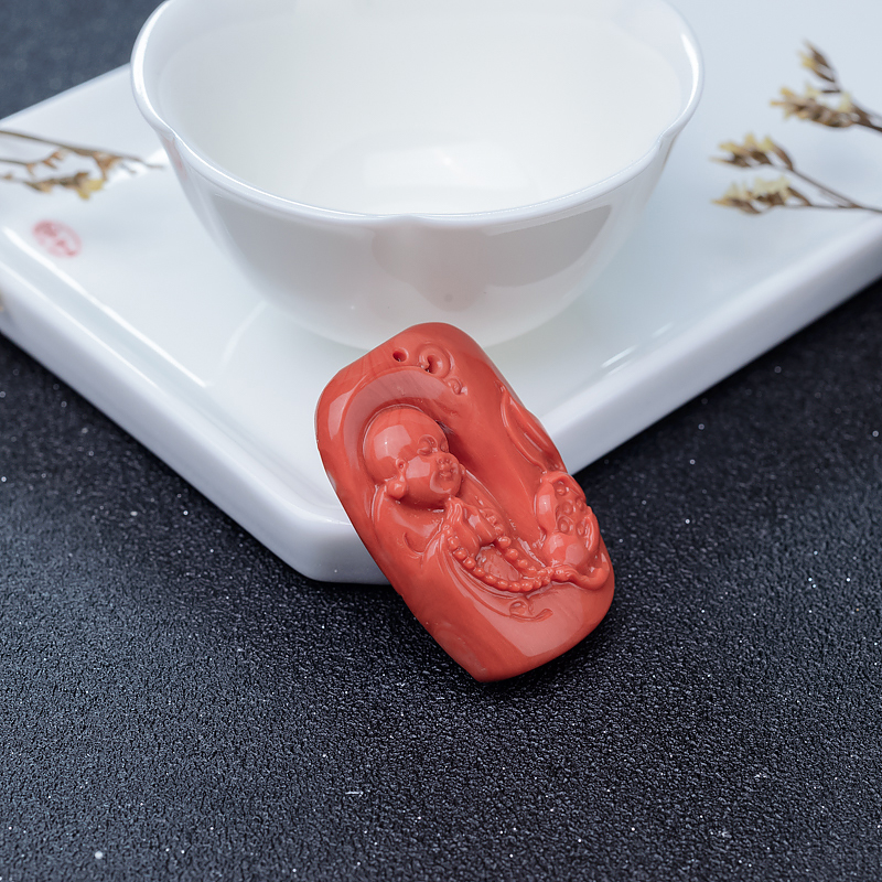 台湾MOMO珊瑚佛吊坠-红掌柜