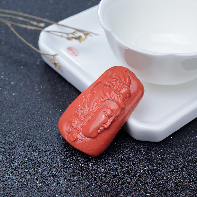 天然MOMO珊瑚观音吊坠-红掌柜