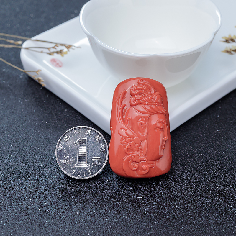 珊瑚观音吊坠-红掌柜