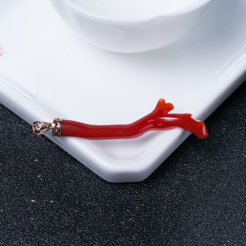 日本天然阿卡珊瑚吊坠-红掌柜