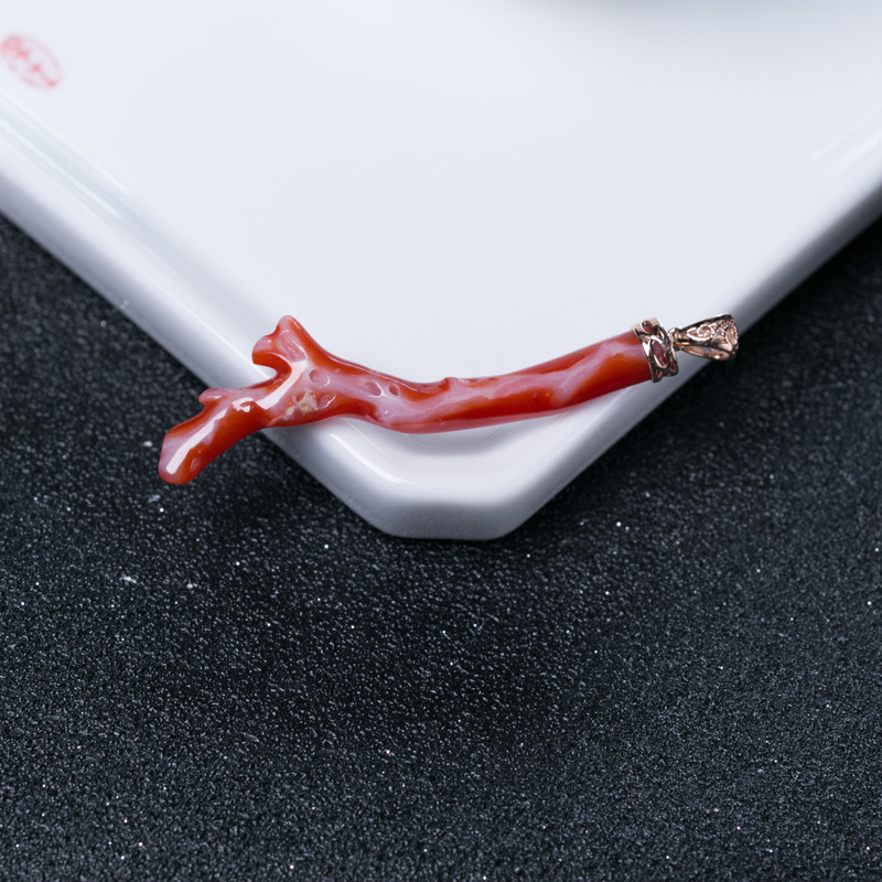 天然阿卡珊瑚吊坠-红掌柜