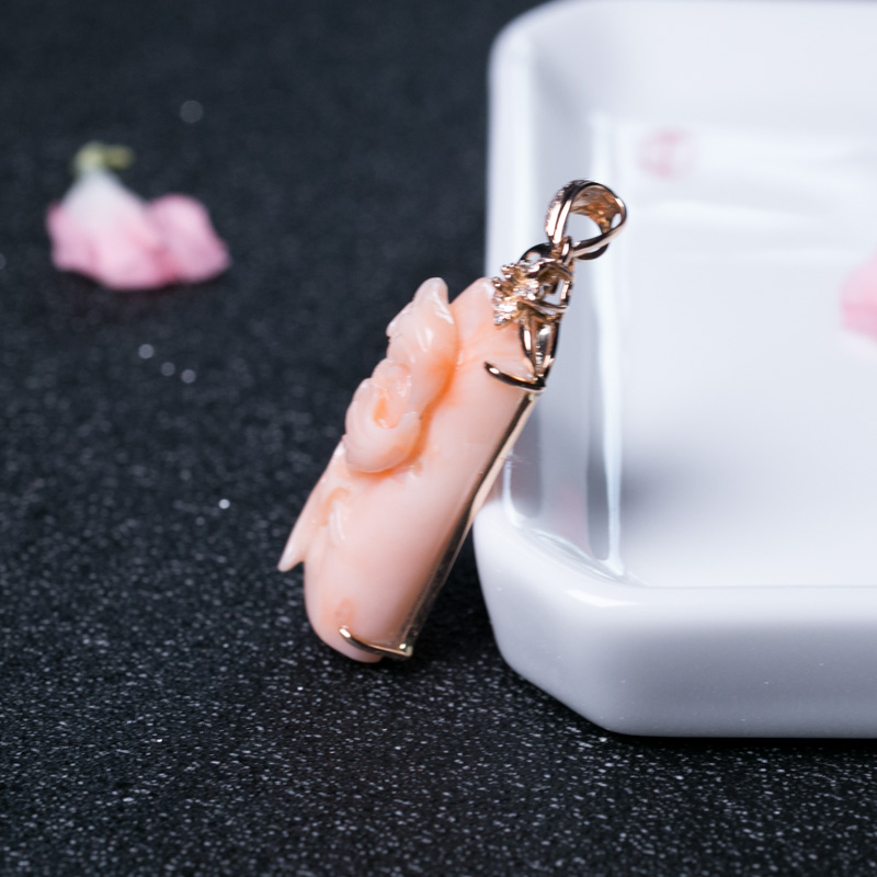 台湾天然MISU珊瑚吊坠-红掌柜