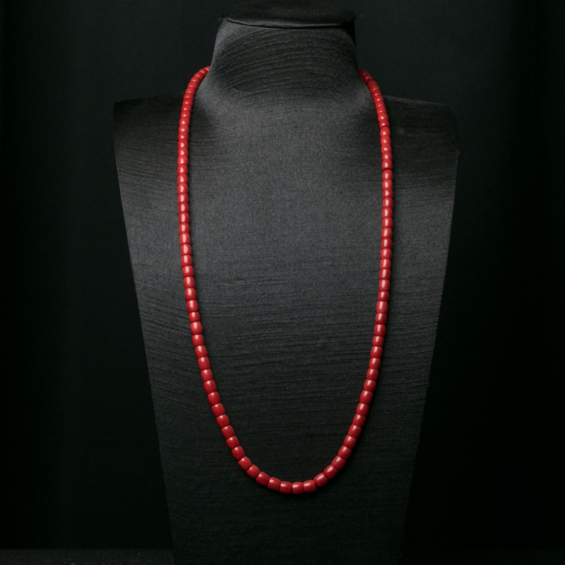 沙丁珊瑚桶珠108佛珠-红掌柜