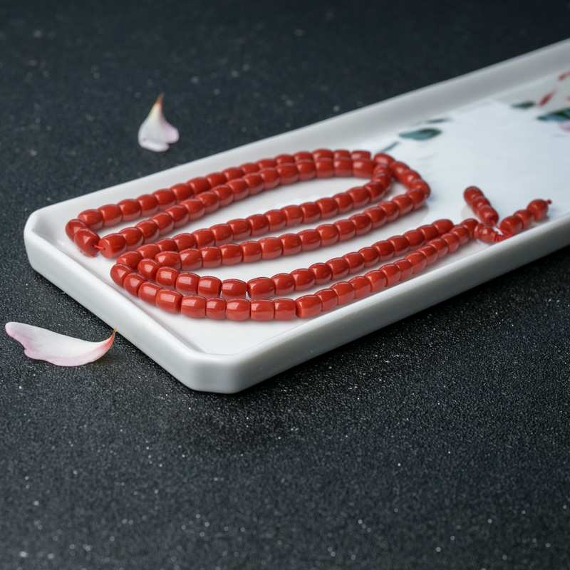 沙丁珊瑚桶珠佛珠-红掌柜