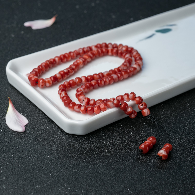 珊瑚鼓珠108佛珠-红掌柜