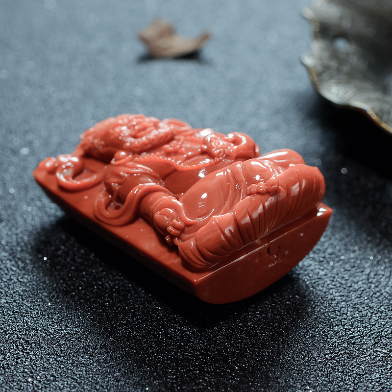 MOMO珊瑚黄财神吊坠-红掌柜