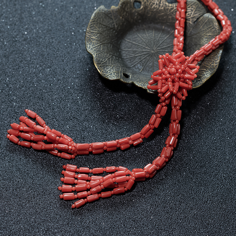 沙丁珊瑚毛衣链-红掌柜