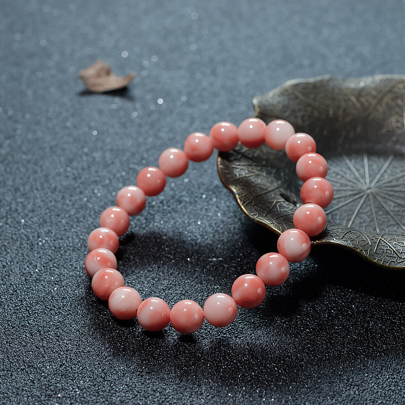 台湾天然深水珊瑚单圈手串-红掌柜