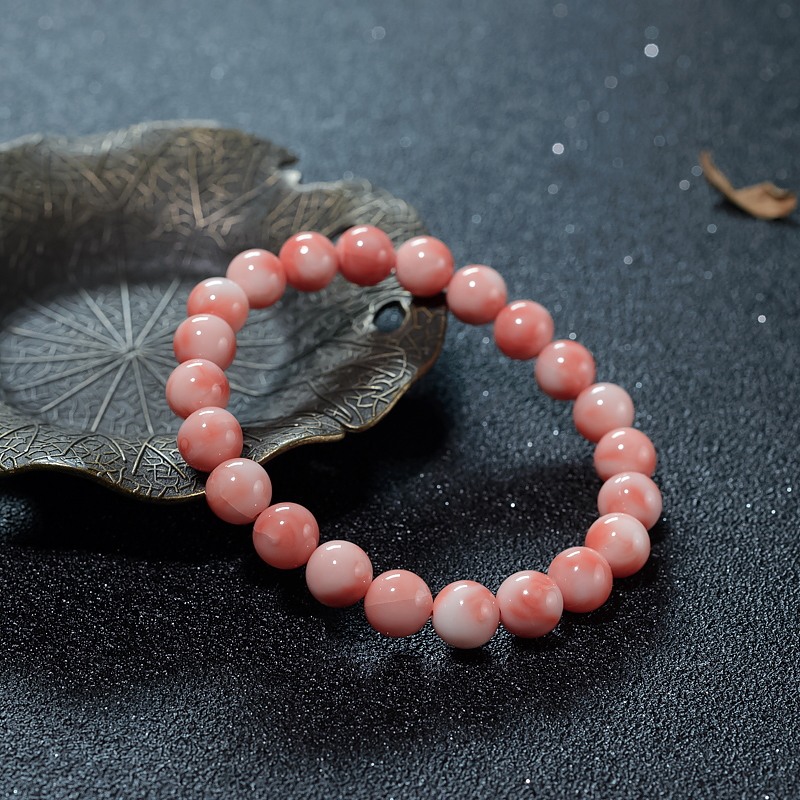 天然深水珊瑚单圈手串-红掌柜