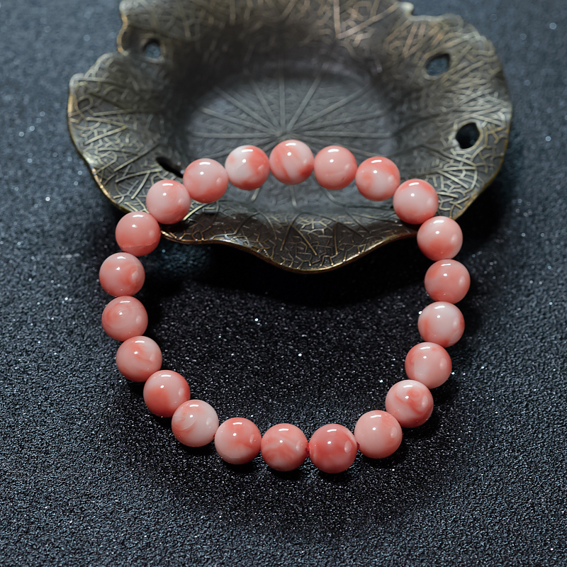 台湾天然珊瑚单圈手串-红掌柜